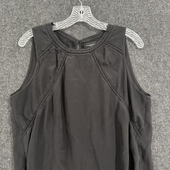 Javier Simorra Blouse Women's Medium Black Silk Sleeveless Tank Top Braided - Picture 2 of 6